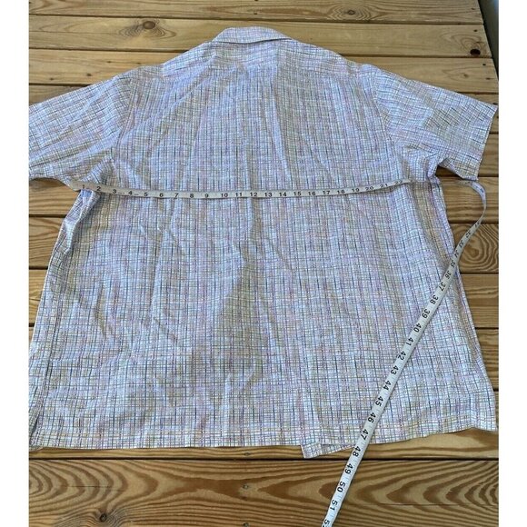 Hart Schaffner Marx Check Button Up Shirt Size XL Men’s Rainbow Short Sleeve - Picture 7 of 7